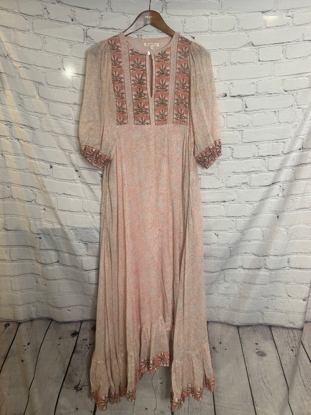 Marea Bohemian Blush Pink Floral Maxi Dress Size X-Small Excellent Condition